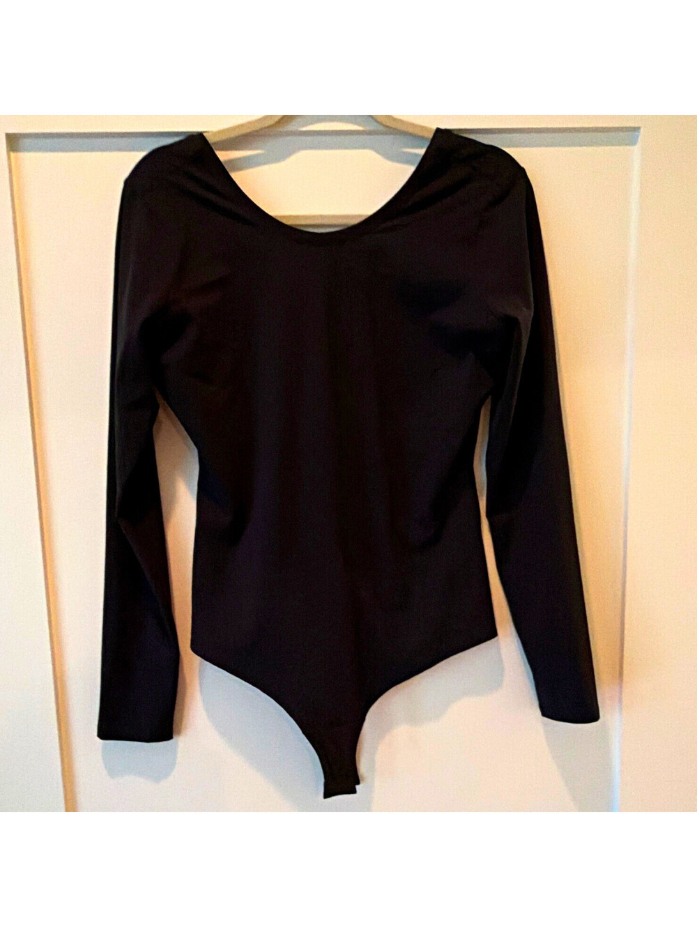 SPANX Black Long Sleeve Bodysuit Snap Closure Moderate Compression Stretch XL